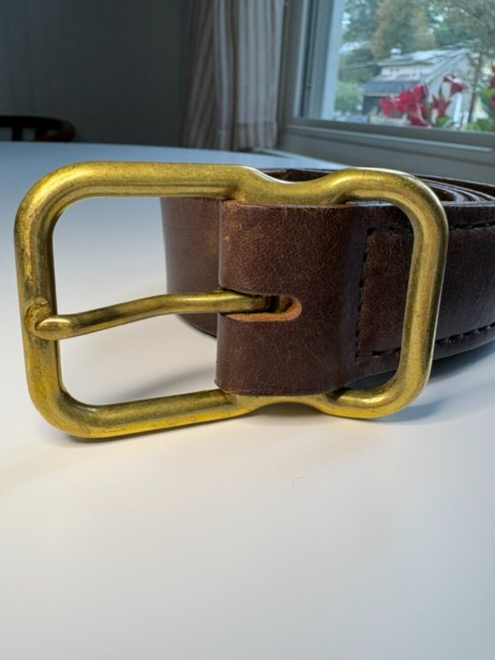 Emil Erwin Leather Belt Brown Solid Brass Buckle